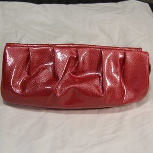Judith Leiber Pink Patent Ruched Clutch Evening Bg